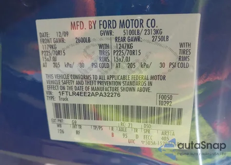 2010 Ford Ranger Xlt from USA, damaged, VIN 1FTLR4EE2APA32276